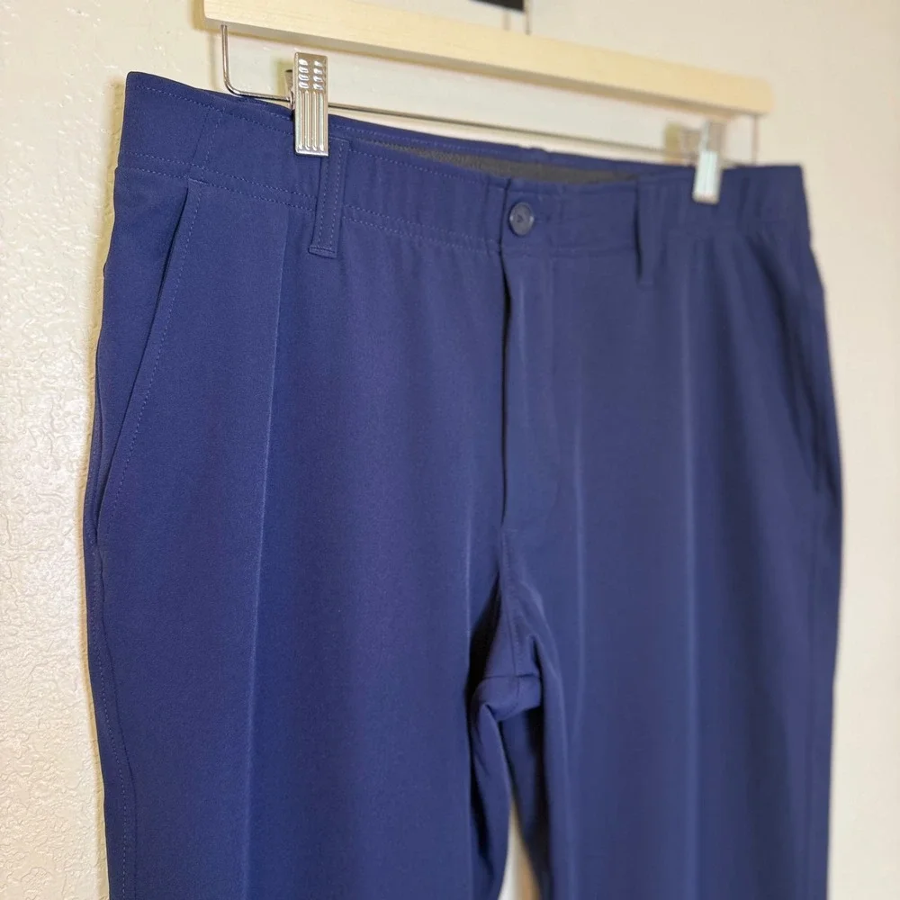 Under Armour Mens Navy Blue Performance Golf Pants 34x34 Straight Leg Flat Front